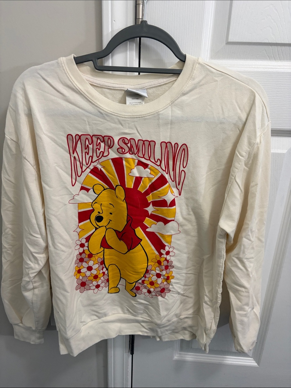 Disney Cream "Keep Smiling" Winnie the Pooh Graphic Sweatshirt